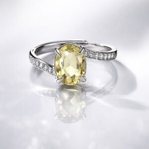 Stunning Silver Ring with Yellow Gemstone 925 silver